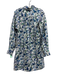 Ann Mashburn Size M White, Blue & Green Cotton Abstract Floral Long Sleeve Dress White, Blue & Green / M