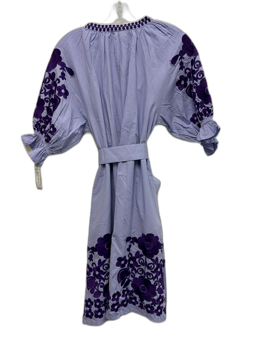 Julia Amory Size M Mixed Purples Cotton Floral Embroidered V Neck Dress Mixed Purples / M
