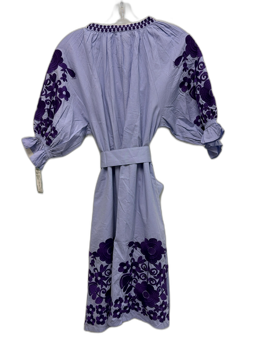 Julia Amory Size M Mixed Purples Cotton Floral Embroidered V Neck Dress Mixed Purples / M