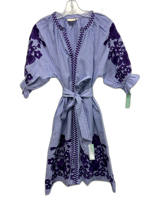 Julia Amory Size M Mixed Purples Cotton Floral Embroidered V Neck Dress Mixed Purples / M