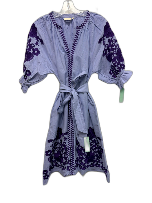 Julia Amory Size M Mixed Purples Cotton Floral Embroidered V Neck Dress Mixed Purples / M