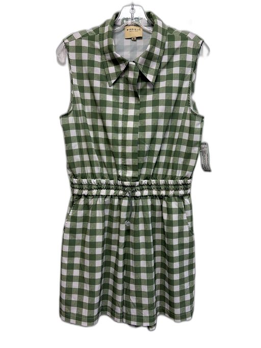 Byrdie Golf Size M White & Green Polyester Blend Gingham Sleeveless Romper White & Green / M