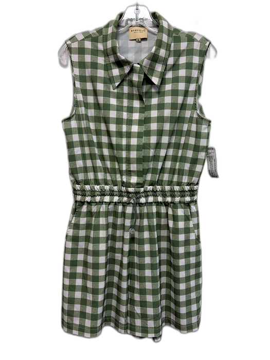 Byrdie Golf Size M White & Green Polyester Blend Gingham Sleeveless Romper White & Green / M