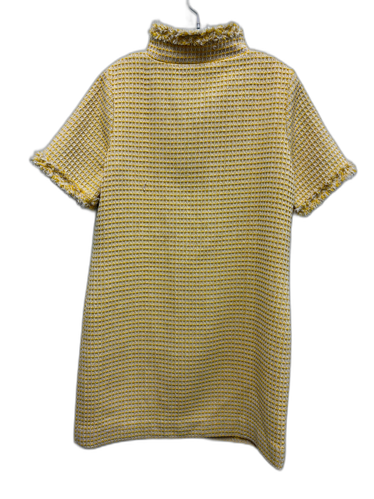 Pomander Place Size L Yellow & White Polyester Waffle Knit Short Sleeve Dress Yellow & White / L