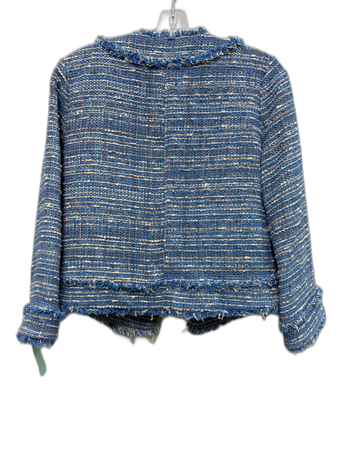 Ann Mashburn Size M Blue & White No Fabric Tag Tweed Frayed Hem Jacket Blue & White / M