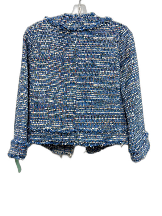 Ann Mashburn Size M Blue & White No Fabric Tag Tweed Frayed Hem Jacket Blue & White / M