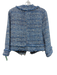 Ann Mashburn Size M Blue & White No Fabric Tag Tweed Frayed Hem Jacket Blue & White / M