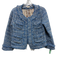 Ann Mashburn Size M Blue & White No Fabric Tag Tweed Frayed Hem Jacket Blue & White / M