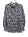 Ann Mashburn Size L Cream White & Blue Cotton Floral Long Sleeve Collared Top Cream White & Blue / L