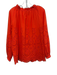 Ann Mashburn Size M Orange Cotton Long Balloon Sleeve Eyelet Elastic Neck Top Orange / M