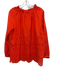 Ann Mashburn Size M Orange Cotton Long Balloon Sleeve Eyelet Elastic Neck Top Orange / M