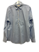 Ann Mashburn Size L White & Blue Cotton Gingham Long Sleeve Collared Top White & Blue / L