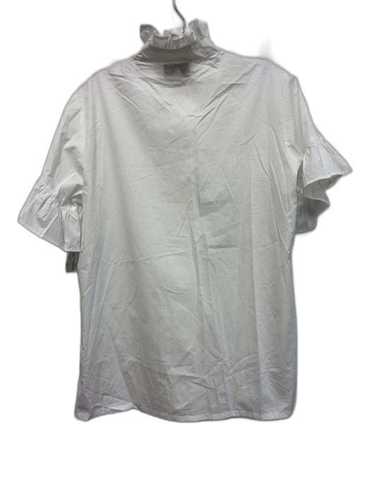 Mille Resort & Travel Size M White Cotton Short Sleeve Ruffle Button Up Top White / M