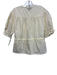 The Shirt Rochelle Behrens Size M Cream White Cotton Short Puff Sleeve Top Cream White / M