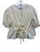 The Shirt Rochelle Behrens Size M Cream White Cotton Short Puff Sleeve Top Cream White / M