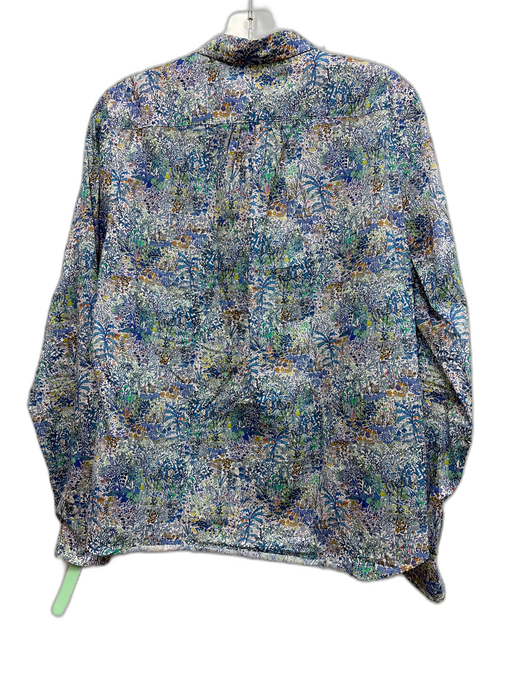 Ann Mashburn Size M White, Blue & Green Cotton Botanical Long Sleeve Top White, Blue & Green / M
