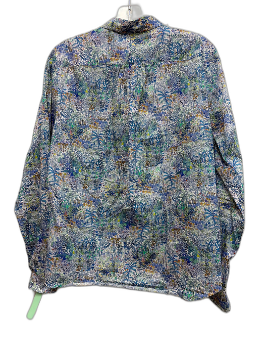 Ann Mashburn Size M White, Blue & Green Cotton Botanical Long Sleeve Top White, Blue & Green / M