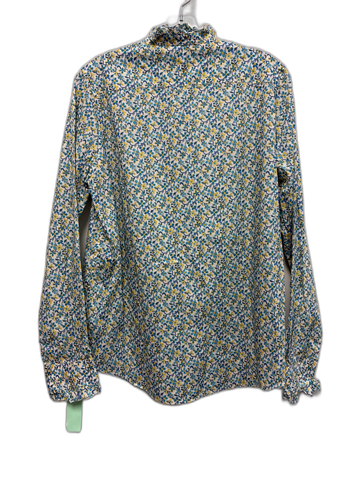 Ann Mashburn Size M White, Blue & Yellow Cotton Floral Long Sleeve Top White, Blue & Yellow / M