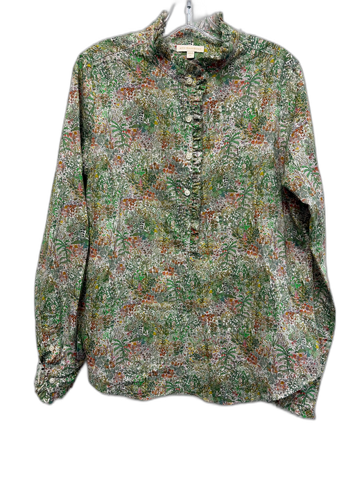Ann Mashburn Size M white, green & red Cotton Botanical Long Sleeve Top white, green & red / M