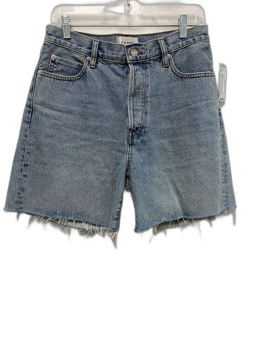 Frame Size 28 Light Wash Cotton Denim Raw Hem Button Fly Cutoff Shorts Light Wash / 28