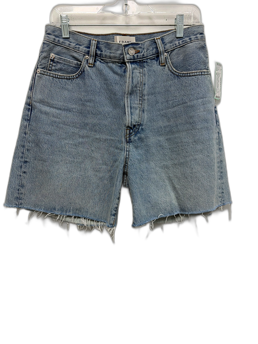 Frame Size 28 Light Wash Cotton Denim Raw Hem Button Fly Cutoff Shorts Light Wash / 28
