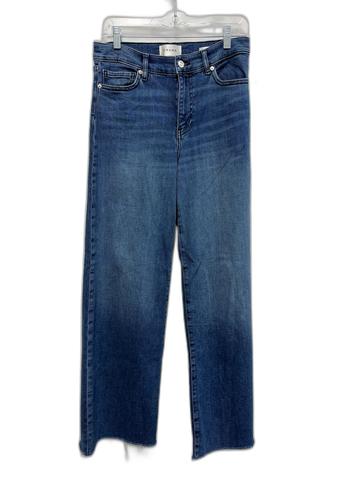 Frame Size 29 Medium dark wash Cotton Blend Denim High Rise Wide Leg Jeans Medium dark wash / 29