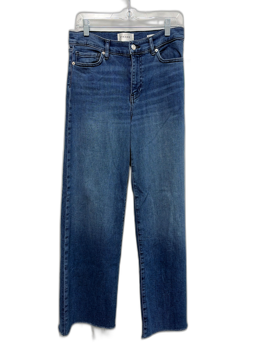 Frame Size 29 Medium dark wash Cotton Blend Denim High Rise Wide Leg Jeans Medium dark wash / 29
