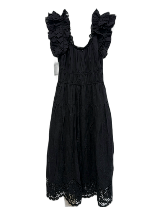 Ulla Johnson Size 6 Black Linen & Cotton Lace Detail Sleeveless Dress Black / 6