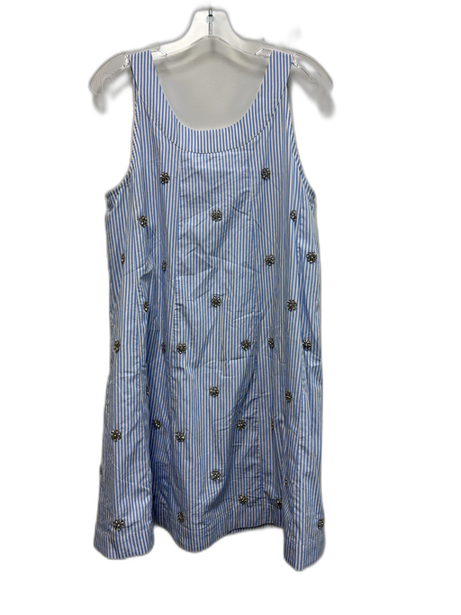 J Crew Collection Size M White & Blue Cotton Striped Crystal Embellished Dress White & Blue / M