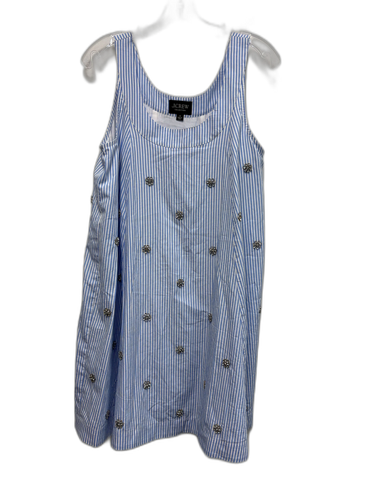 J Crew Collection Size M White & Blue Cotton Striped Crystal Embellished Dress White & Blue / M