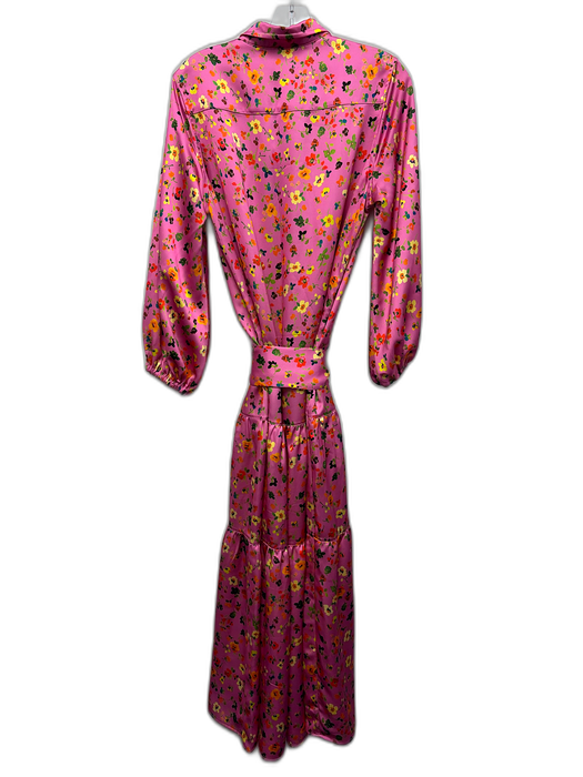 Ann Mashburn Size M Pink & Multi Polyester Floral Long Balloon Sleeve Dress Pink & Multi / M