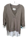 Brochu Walker Size L Beige & White Cotton Blend layered Long Sleeve V Neck Top Beige & White / L