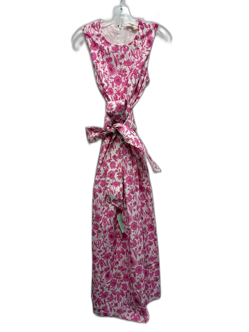 Ann Mashburn Size M White & Purple Cotton Floral Sleeveless Gathered Waist Dress White & Purple / M