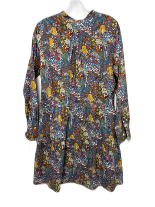 Ann Mashburn Size M Blue & Multi No Fabric Tag Flora & Fauna Jungle Print Dress Blue & Multi / M