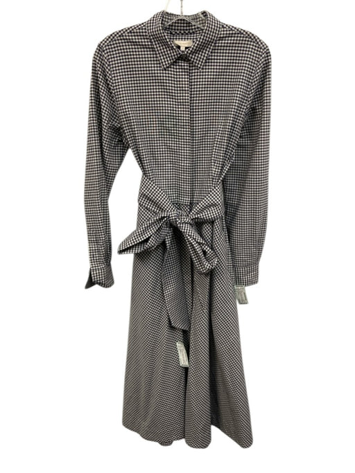 Ann Mashburn Size M Navy blue & Cream Cotton Gingham Long Sleeve Collared Dress Navy blue & Cream / M