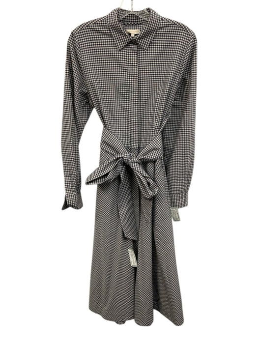 Ann Mashburn Size M Navy blue & Cream Cotton Gingham Long Sleeve Collared Dress Navy blue & Cream / M