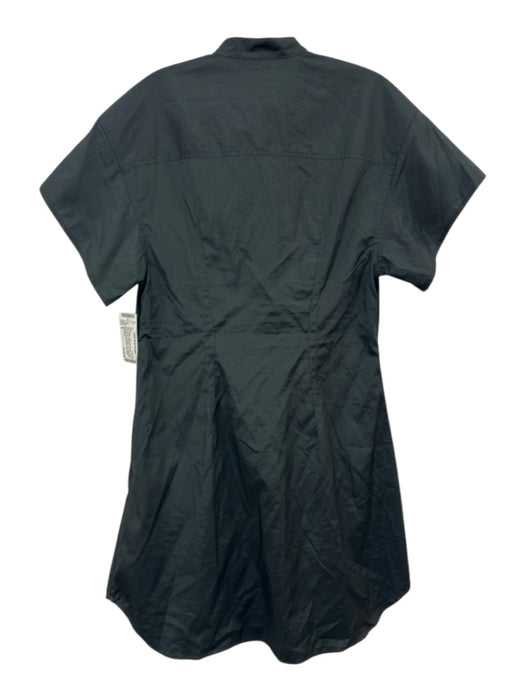 Rag & Bone Size 8 Black Cotton Short Sleeve Twist Front Button Front Mini Dress Black / 8