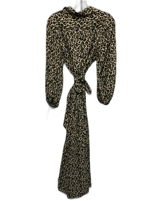 Ann Mashburn Size M Brown & Black Silk Leopard Print Long Balloon Sleeve Dress Brown & Black / M