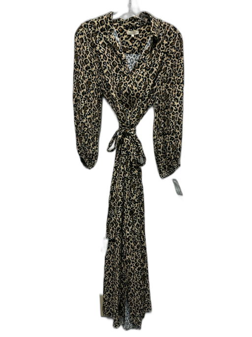 Ann Mashburn Size M Brown & Black Silk Leopard Print Long Balloon Sleeve Dress Brown & Black / M