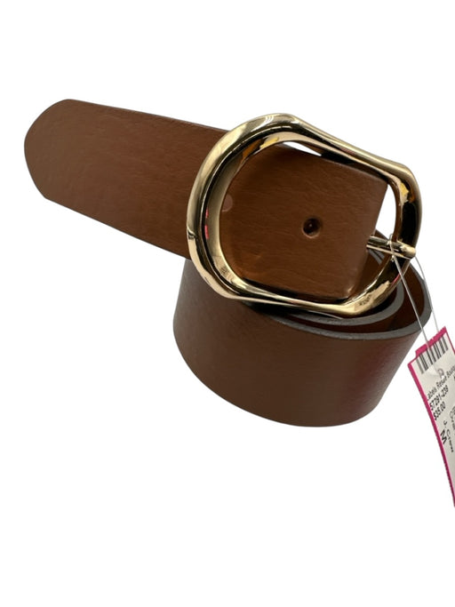 J. Crew Brown Leather Gold Tone Hardware Oval Buckle Belts Brown / M