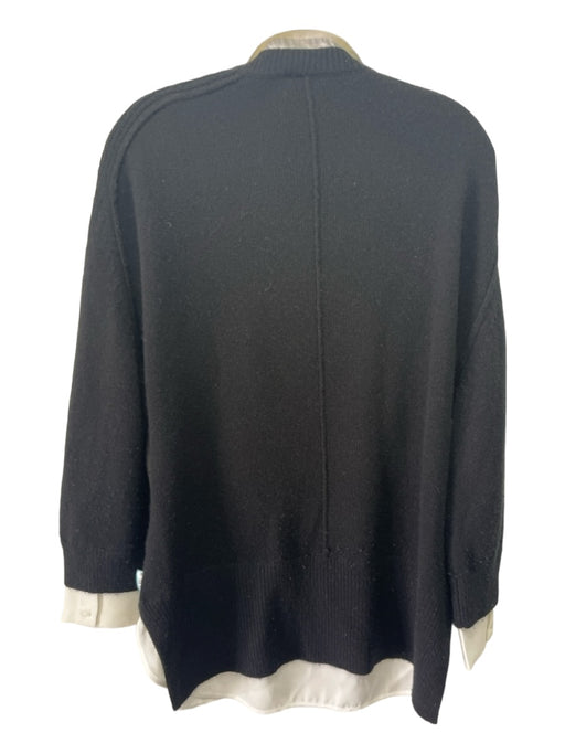 Brochu Walker Size L Black & White Cotton Blend layered Long Sleeve V Neck Top Black & White / L