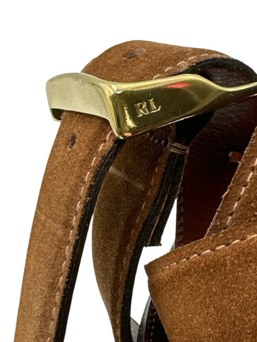 Ralph Lauren Brown Leather Suede Gold Tone Buckle Belts Brown / 36/90