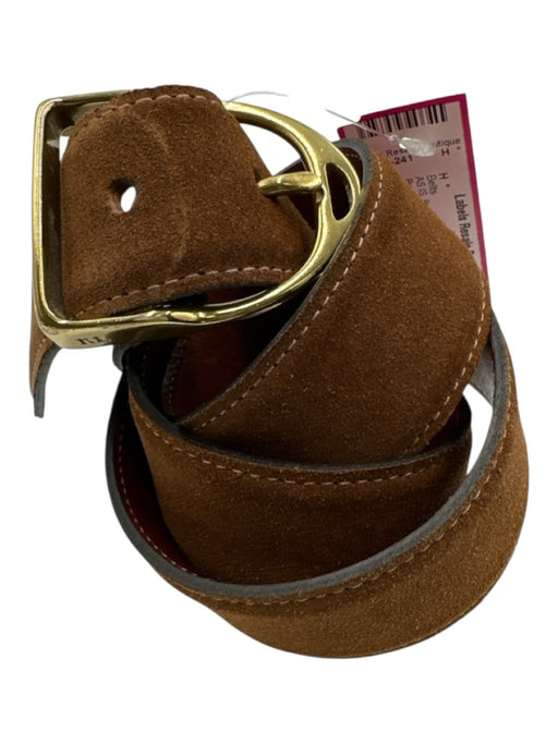 Ralph Lauren Brown Leather Suede Gold Tone Buckle Belts Brown / 36/90