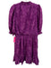 Abbey Glass Size M Purple Polyester Smocked Waist Band Flowers Above Knee Dress Purple / M