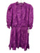 Abbey Glass Size M Purple Polyester Smocked Waist Band Flowers Above Knee Dress Purple / M