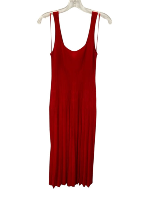 Staud Size M Red Viscose Blend Knit Ribbed A Line Midi Dress Red / M