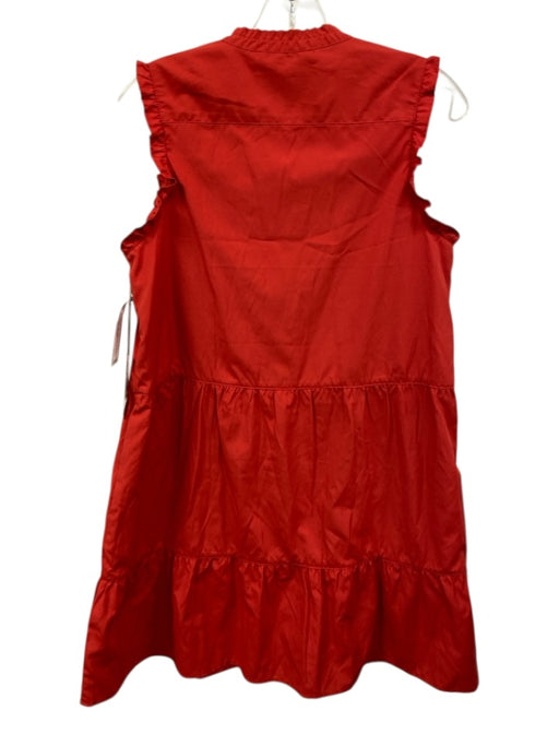 Brochu Walker Size S Red Orange Polyester Blend V Neck Button Down Dress Red Orange / S