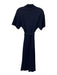 Lacoste Size 38 Navy Blue Cotton Blend Pique Button Down Short Sleeve Midi Dress Navy Blue / 38