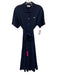 Lacoste Size 38 Navy Blue Cotton Blend Pique Button Down Short Sleeve Midi Dress Navy Blue / 38