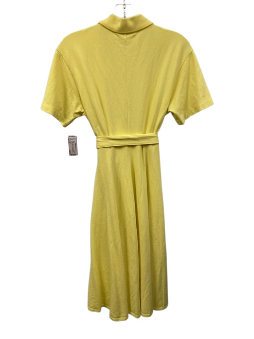 Lacoste Size 38 Yellow Cotton Blend Pique Button Down Short Sleeve Dress Yellow / 38